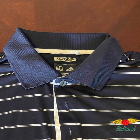 Adidas ClimaCool Baltusrol Golf Polo Shirt Navy & White Stripes L - Picture 8 of 12